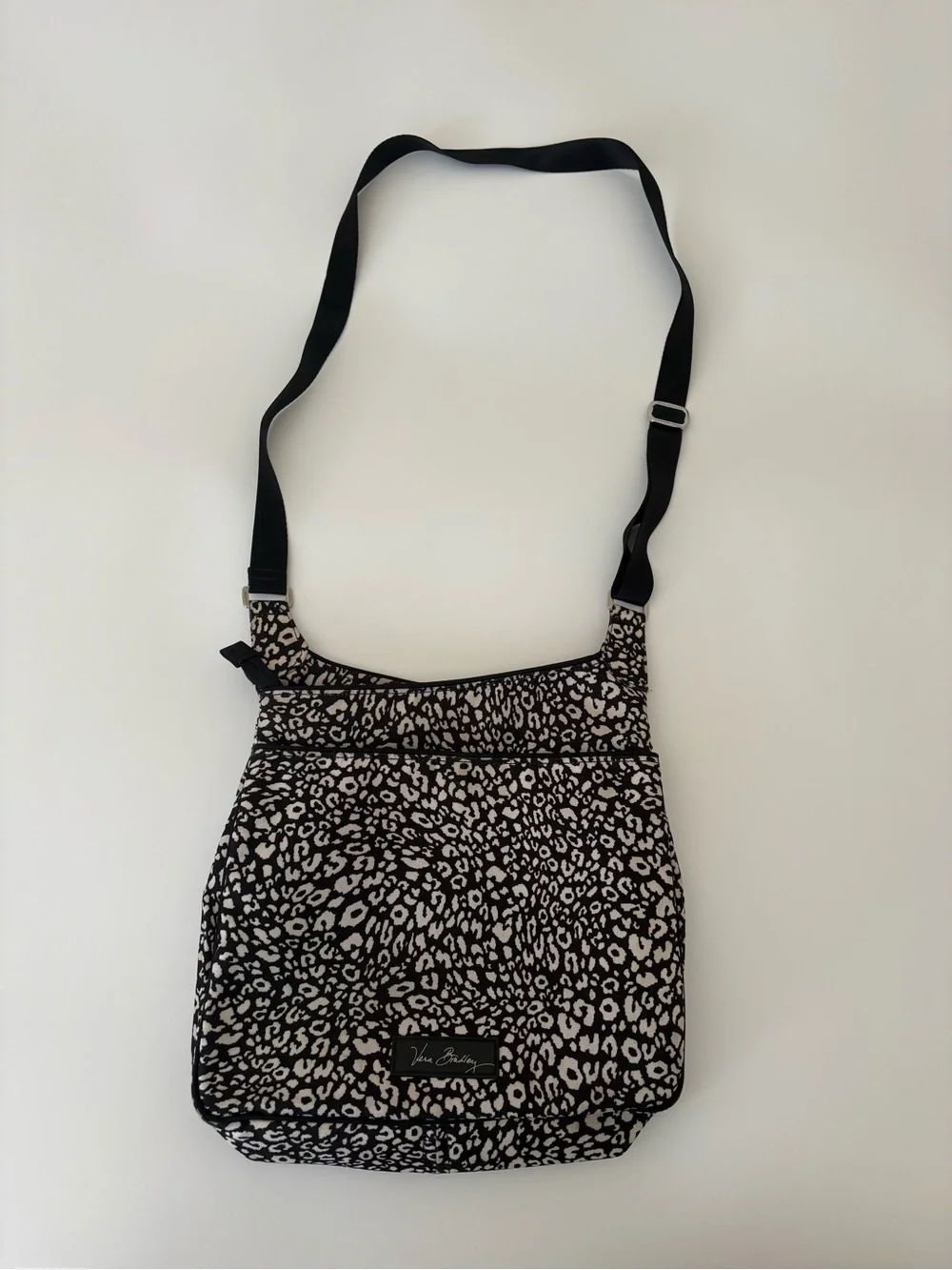 Vera Bradley Black and Cream Leopard-Print Crossbody